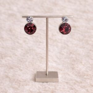 Purple Round Crystal Pierced Stud Earrings